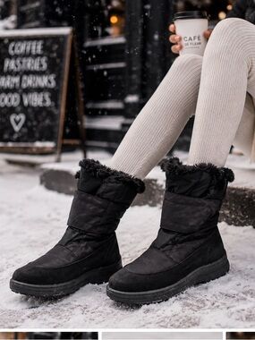 Women's Black Winter Snow Boots